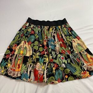 HEMET Frida Kahlo Print Pleated Skirt Size Large